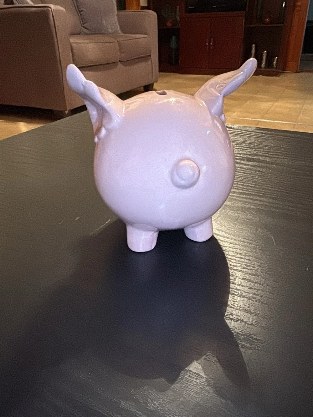 Pink Ceramic Pig Figurine Bank - Cute Home Accent